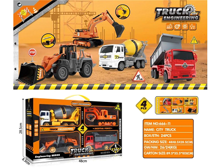 Engineering Series 4-Piece Toy Construction Vehicle Set