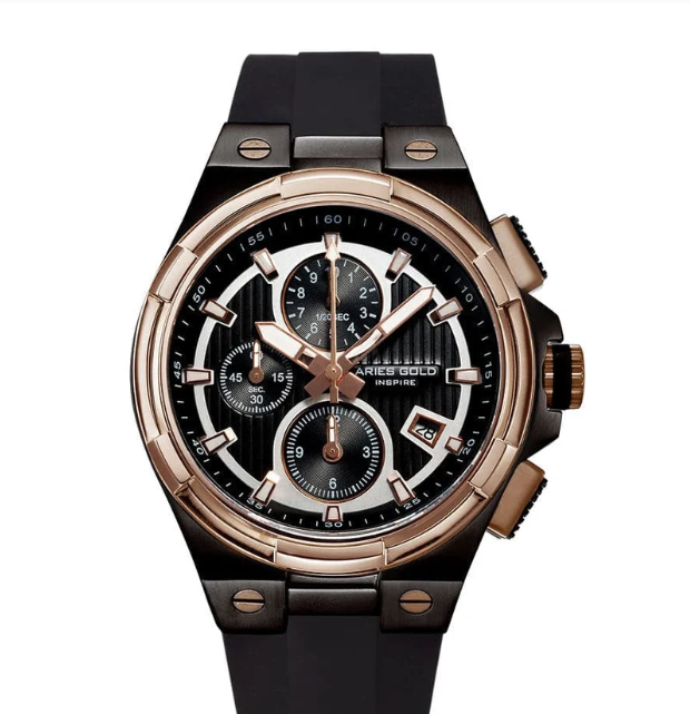 Aries Gold King Black Men's Watch  Chronograph G 7311 BKRG-BKRG
