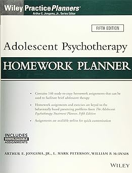 Adolescent Psychotherapy Homework Planner, 5th Edition (Wiley Practice Planners) Main image