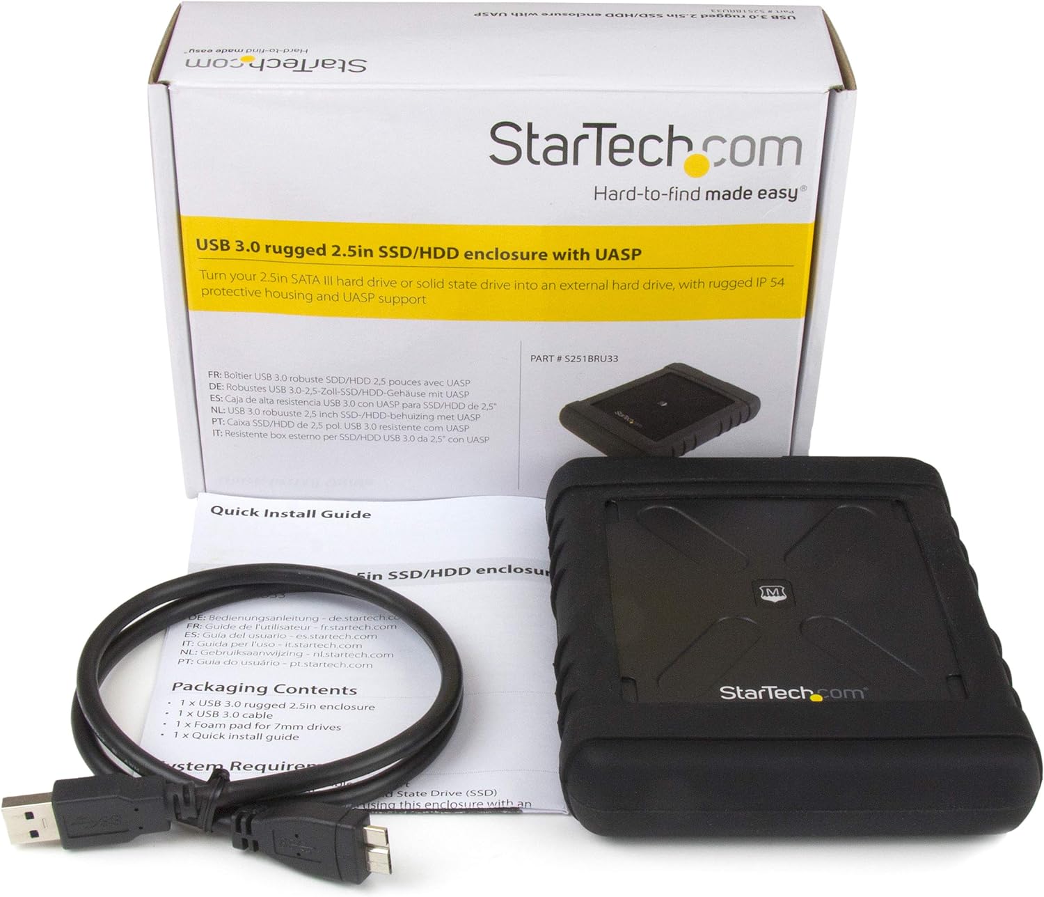 StarTech.com USB 3.0 to 2.5in SATA SSD HDD Enclosure S251BRU33 Main image