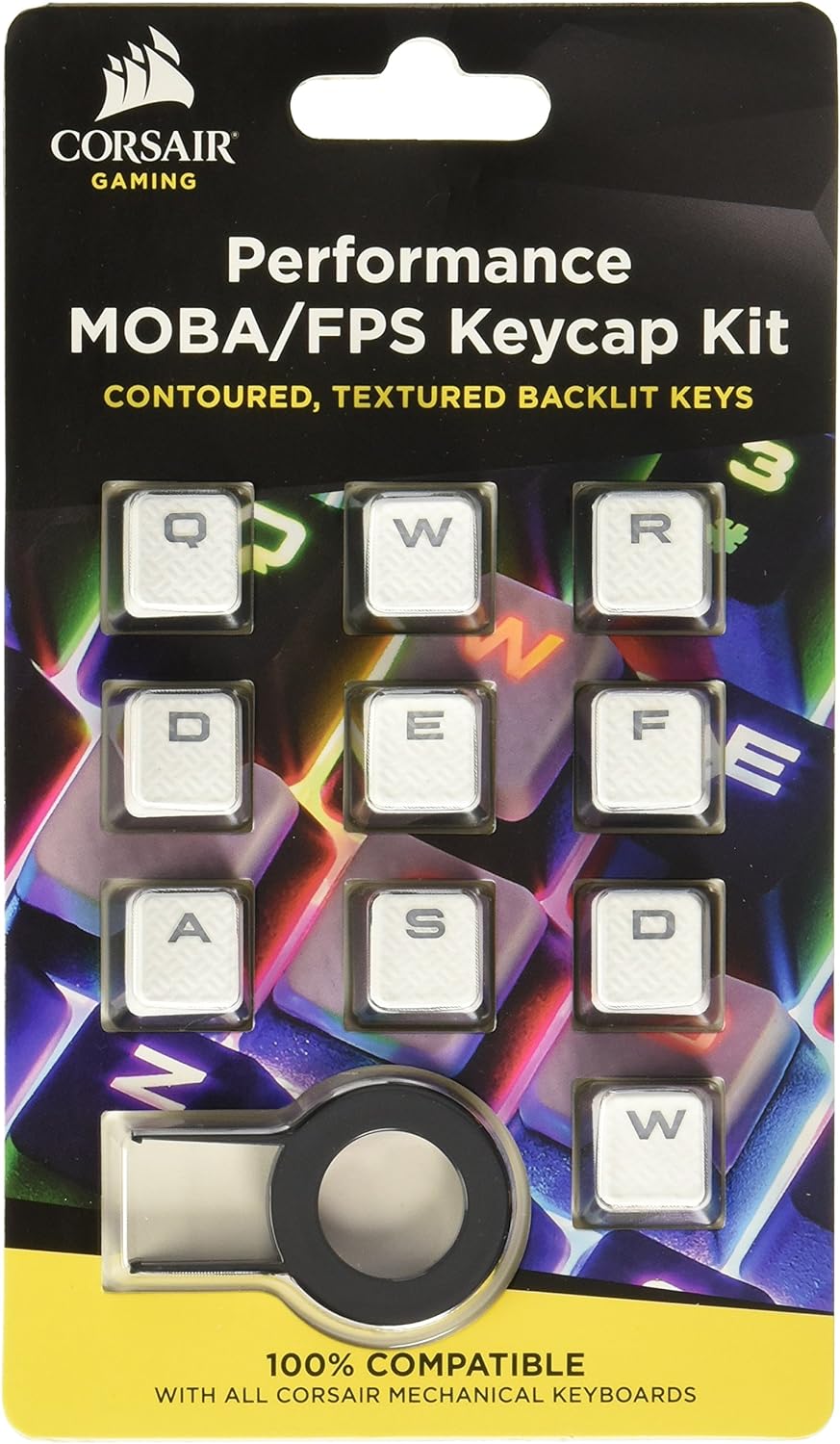 CORSAIR Gaming Performance FPS MOBA Keycap Kit For Mechanical Keyboards WithKey Puller White Main image