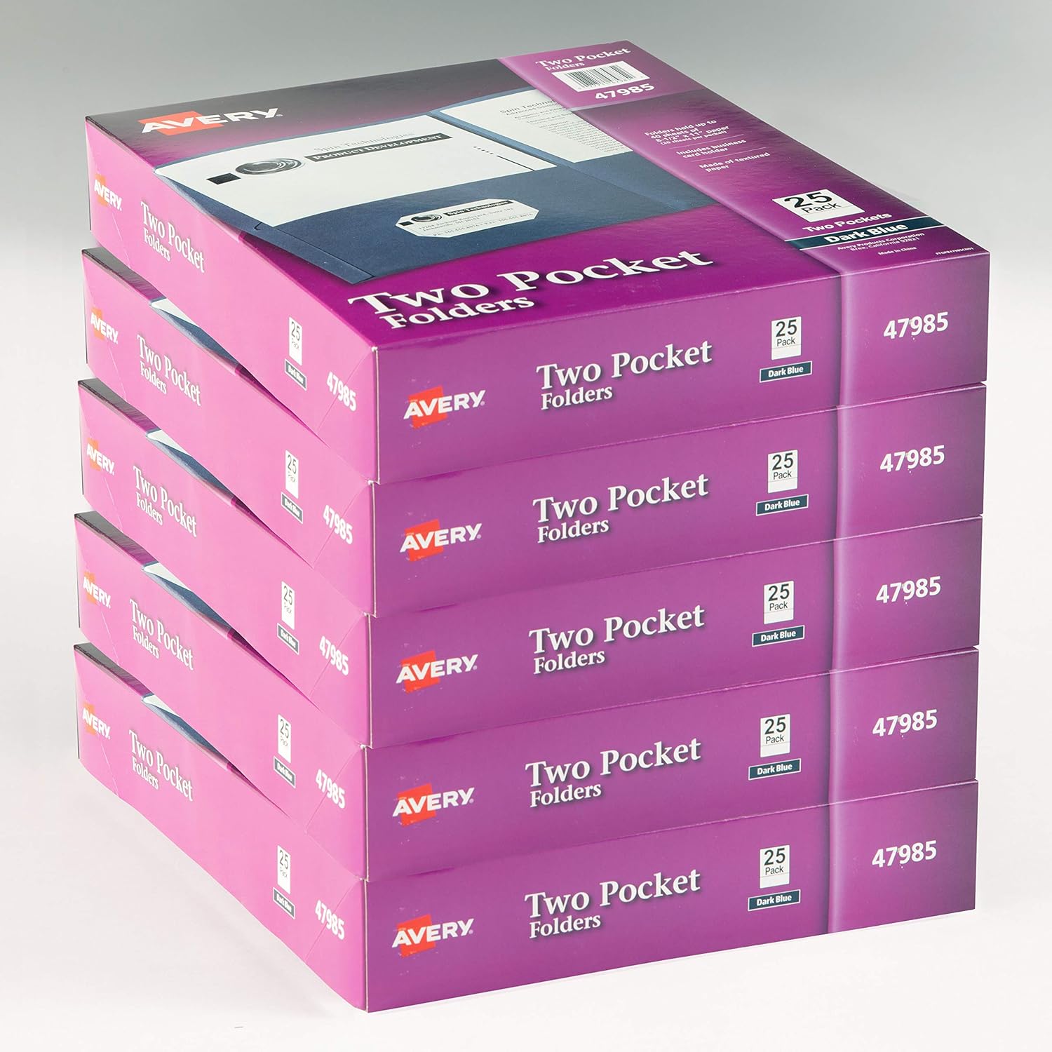 AVERY TWO POCKET FOLDERS 25PC PACK OF 5 DARK BLUE