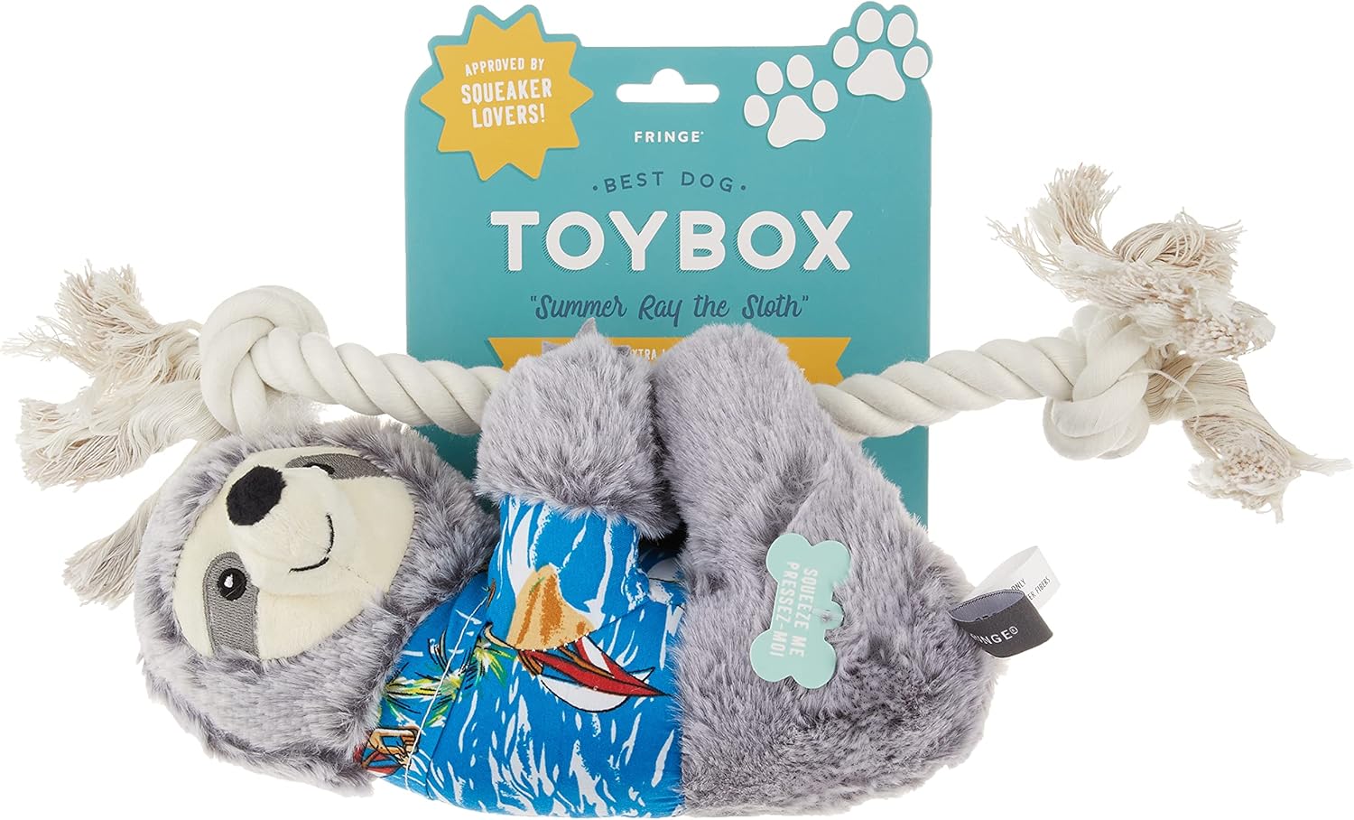 Fringe Studio Dog Toy Sloth With Squeaker