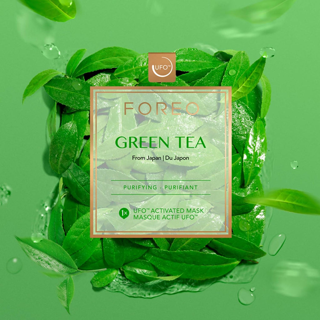 FOREO Green Tea UFO Activated Facial Mask for Blemish-Prone Oily Skin, 6 pack, Purifying, Antioxidant, Moisturizing, Green Tea & Ulmus Extract, Cruelty-Free, Clean Formula, Compatible with UFO 2 & UFO
