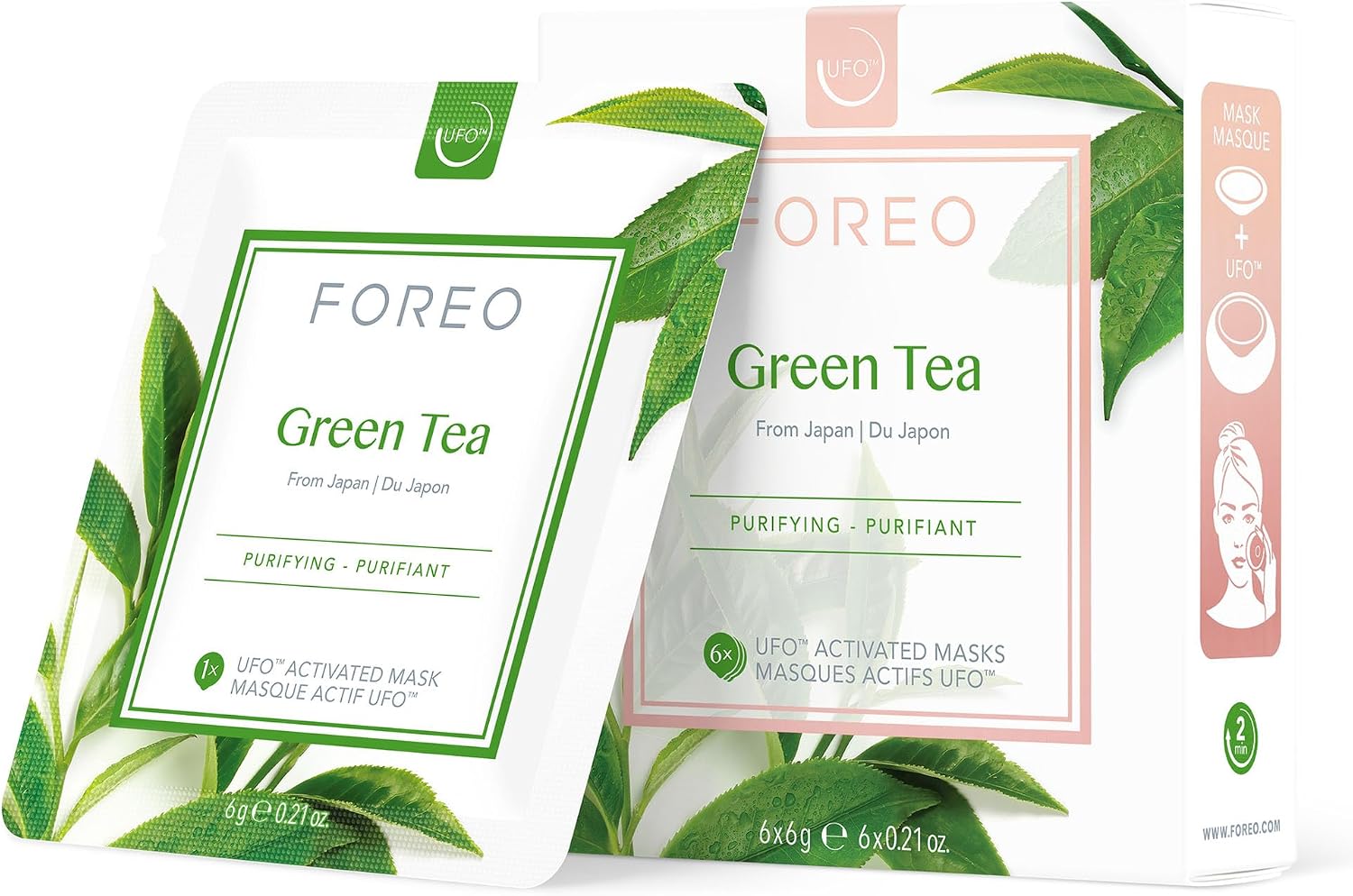 FOREO Green Tea UFO Activated Facial Mask for Blemish-Prone Oily Skin, 6 pack, Purifying, Antioxidant, Moisturizing, Green Tea & Ulmus Extract, Cruelty-Free, Clean Formula, Compatible with UFO 2 & UFO Secondary image