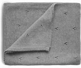 Mushie Organic Cotton Knitted Baby Blanket Textured Dots White Melange