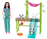 Barbie  Doll and Accessories, Panda Care and Rescue Playset with Vet Doll, 2 Pandas with Color-Change Transformation and 20+ Pieces