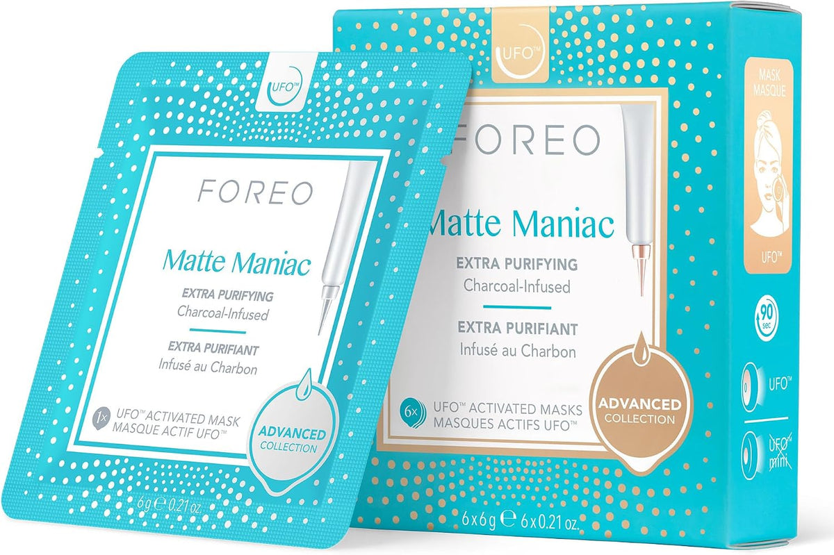 Matte Maniac Advanced Collection 2.0 UFO-Activated Facial Mask - Hydrating Facial - Beauty & Personal Care - Witch Hazel & Charcoal - For All Skin Types & Blemish-prone - Oily Skin - 6 pcs in Pack