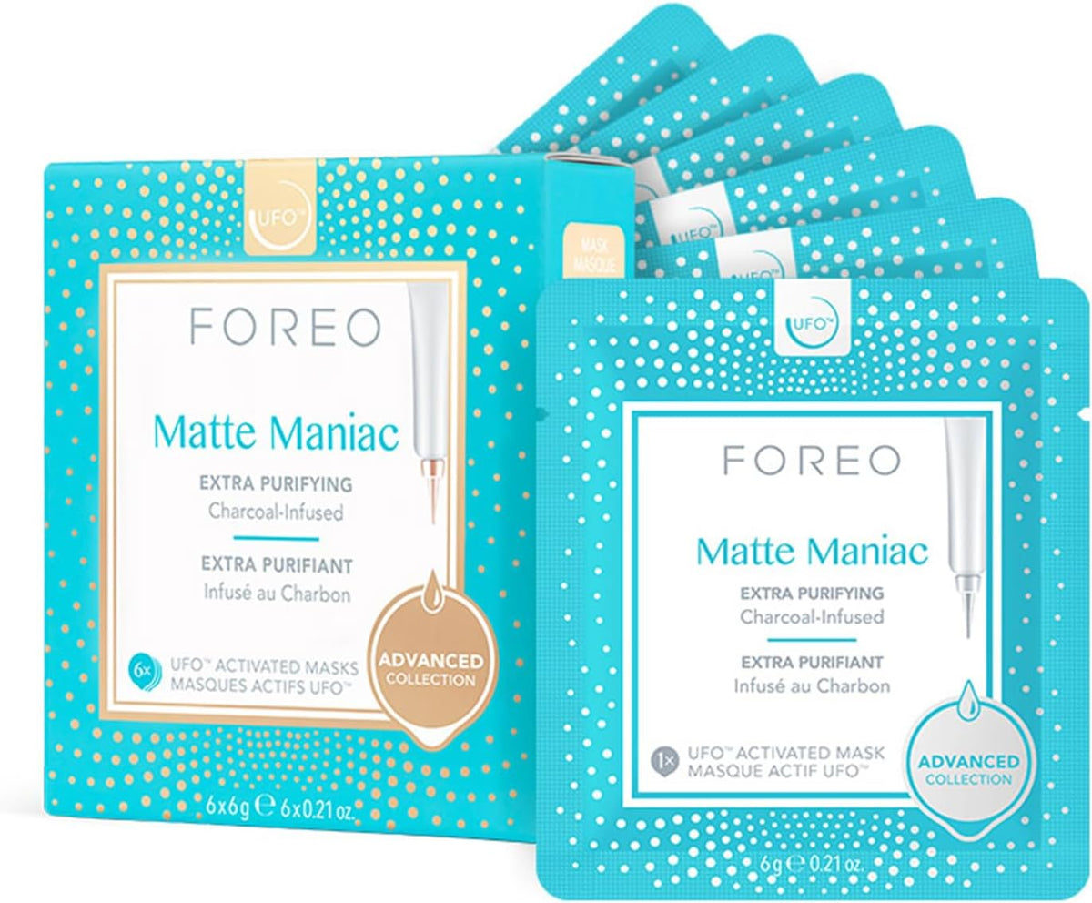 Matte Maniac Advanced Collection 2.0 UFO-Activated Facial Mask - Hydrating Facial - Beauty & Personal Care - Witch Hazel & Charcoal - For All Skin Types & Blemish-prone - Oily Skin - 6 pcs in Pack