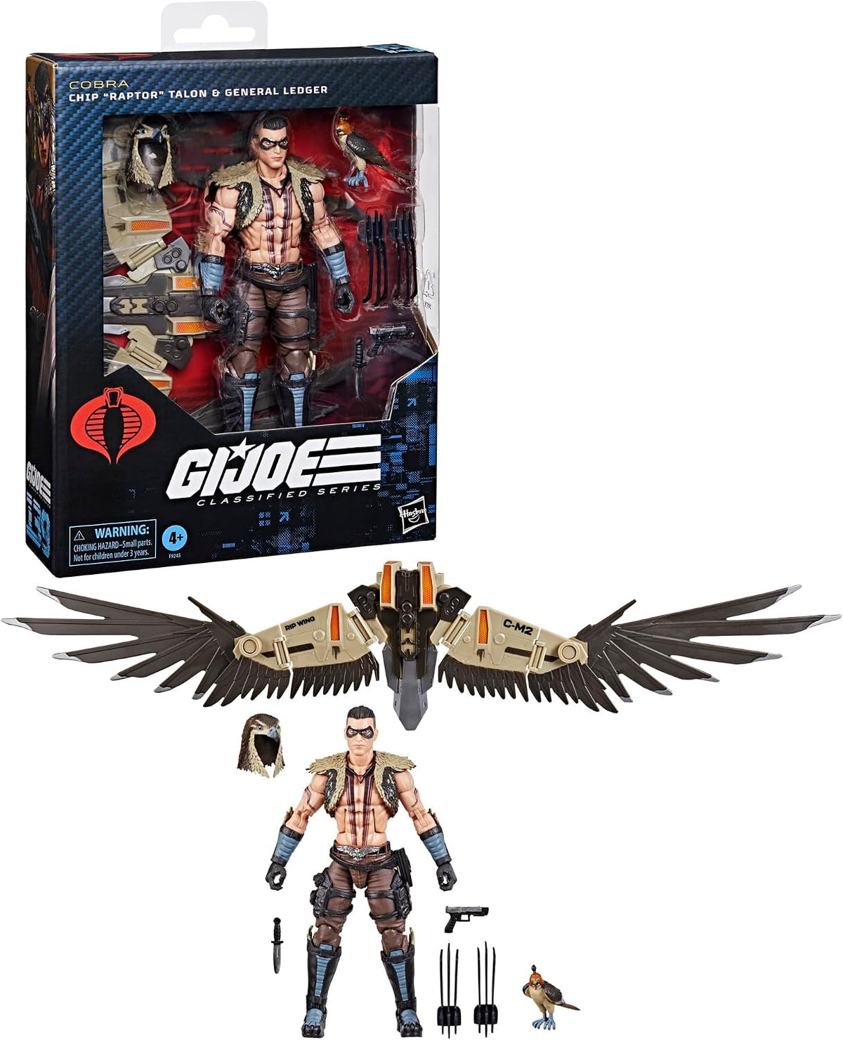 G.I. Joe Classified Series #139, CHIP ""RAPTOR"" TALON & GENERAL LEDGER, Collectible 6 Inch Action Figure & Pet with 7 Accessories; Articulated Wings