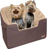 K&H Pet Products Bucket Booster Car Seat for Dogs - Washable, Sturdy Booster With 2 Safety Leashes - Large, Tan