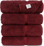 CHAKIR TURKISH LINENS BATH TOWEL SET OF 4-CRANBERRY