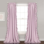 Lush Decor Reyna Ruffle Window Curtain Panel Set, Pair, 54" W x 84" L, Lilac - Flowy Curtain Set - Romantic Ruffle Curtains for Bedroom, Living room, or Dining Room - Farmhouse & Cottage Home Decor