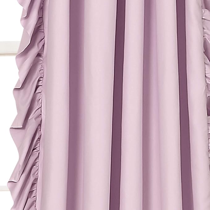 Lush Decor Reyna Ruffle Window Curtain Panel Set, Pair, 54" W x 84" L, Lilac - Flowy Curtain Set - Romantic Ruffle Curtains for Bedroom, Living room, or Dining Room - Farmhouse & Cottage Home Decor Secondary image