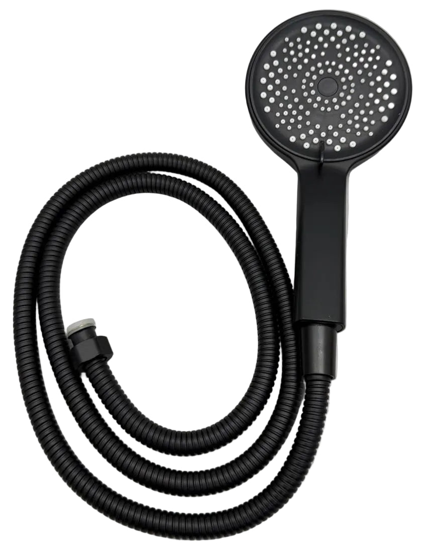 Large Round Black Shower Head with 1.5 Meter Hose