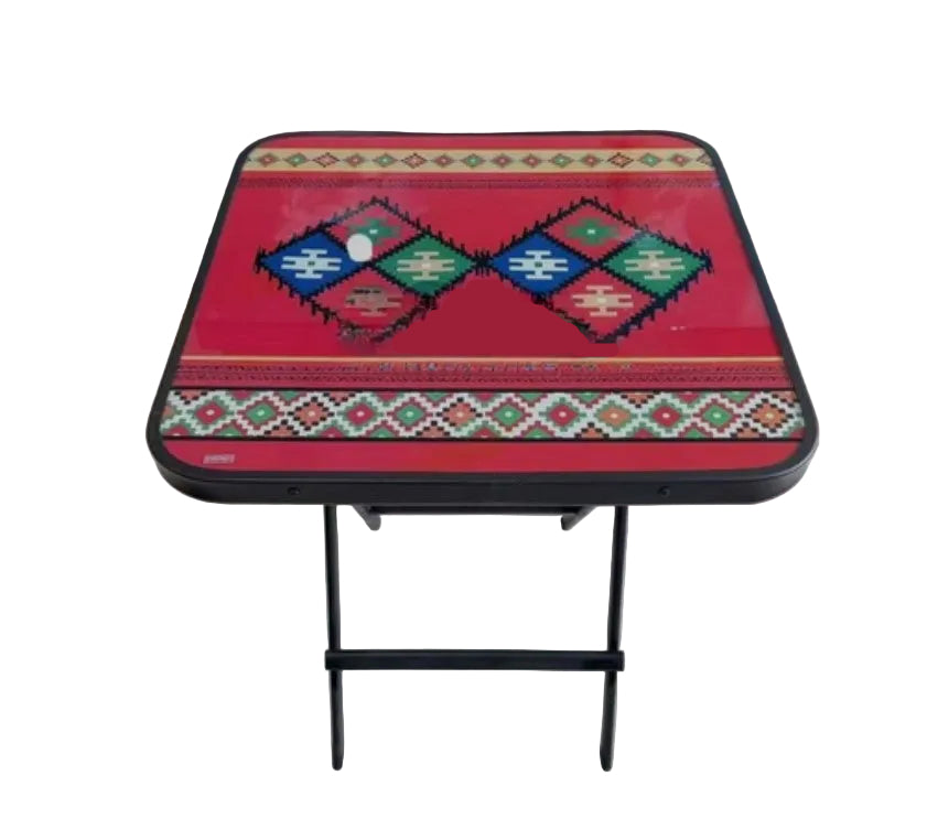 Foldable Square Glass Table 70 x 70cm with Decorative Top Main image