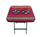 Foldable Square Glass Table 70 x 70cm with Decorative Top