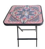 Foldable Square Glass Table 70 x 70cm with Decorative Top