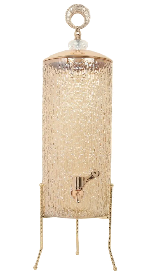 4L Gold Glass Water Dispenser Beverage Jar