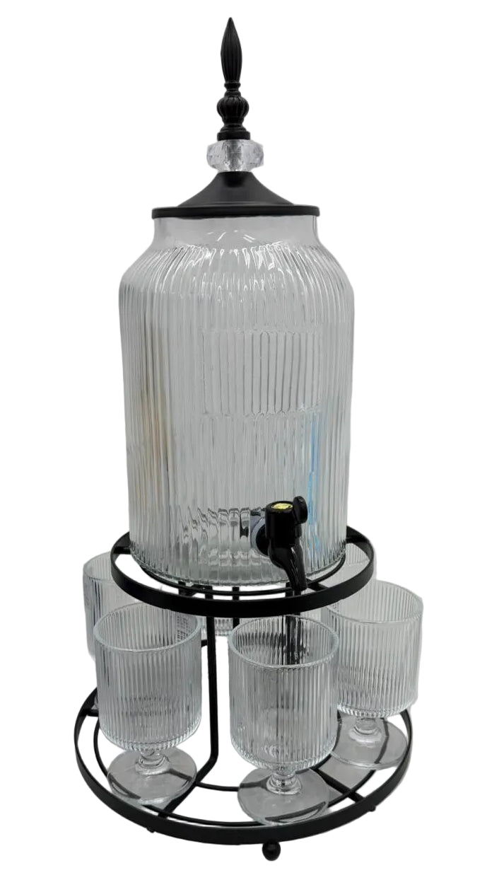 4L Clear Glass Water Dispenser with Black Stand