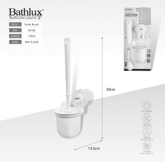 Bathlux 30166 WallMounted Toilet Brush With Holder