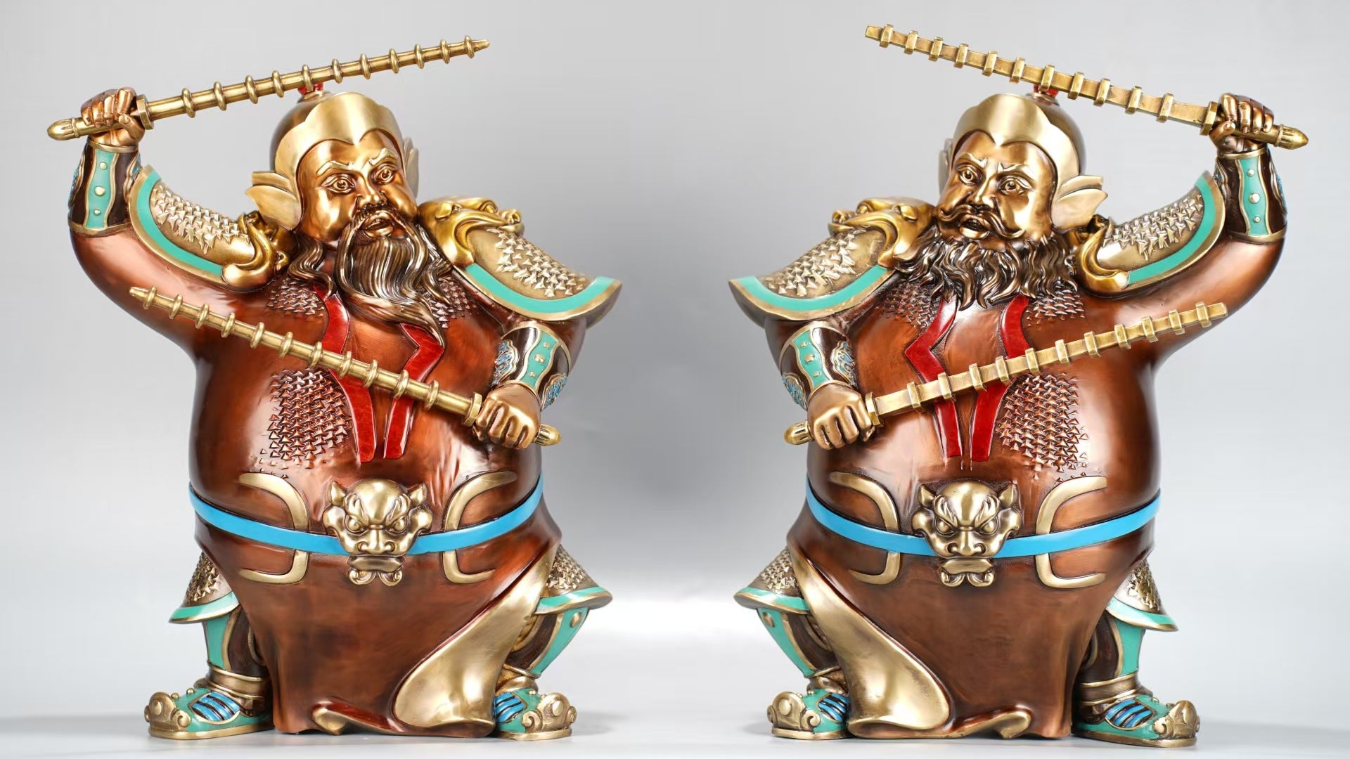 Brass MenShen Statue 32.5 x 20 x 42cm