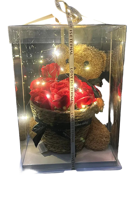 Flower Gift Teddy Bear with Rose Basket Main image