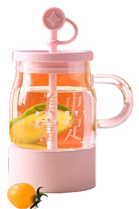 850ml Glass Water Mug with Straw