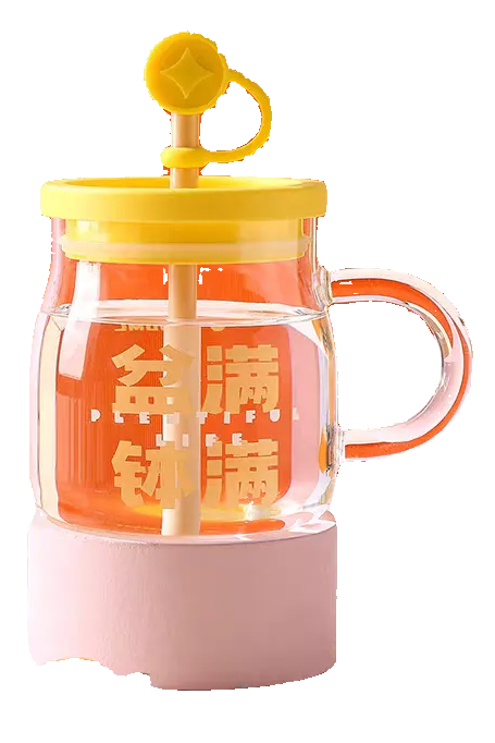 850ml Glass Water Mug with Straw