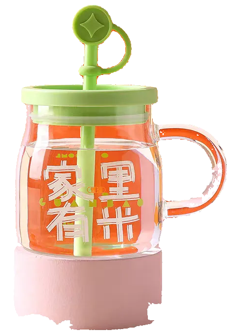 850ml Glass Water Mug with Straw