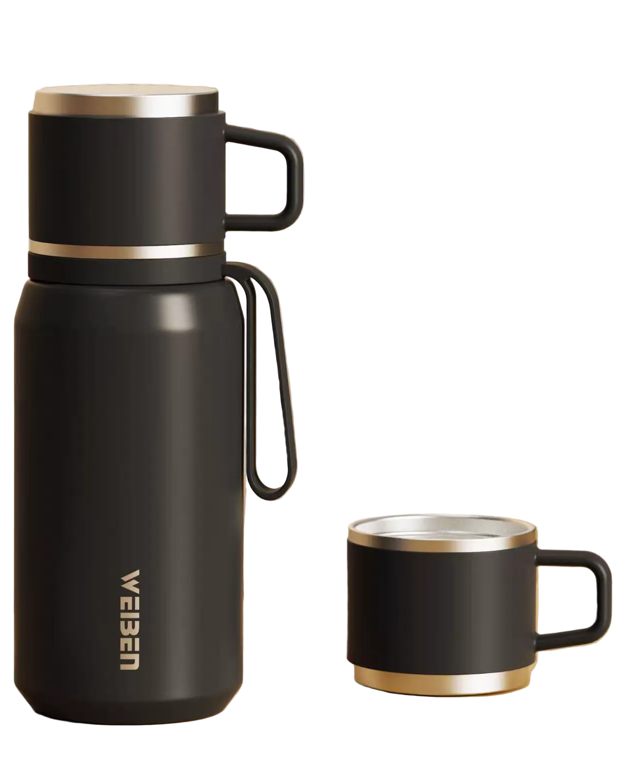 600ml Water Flask with Cup & Strap