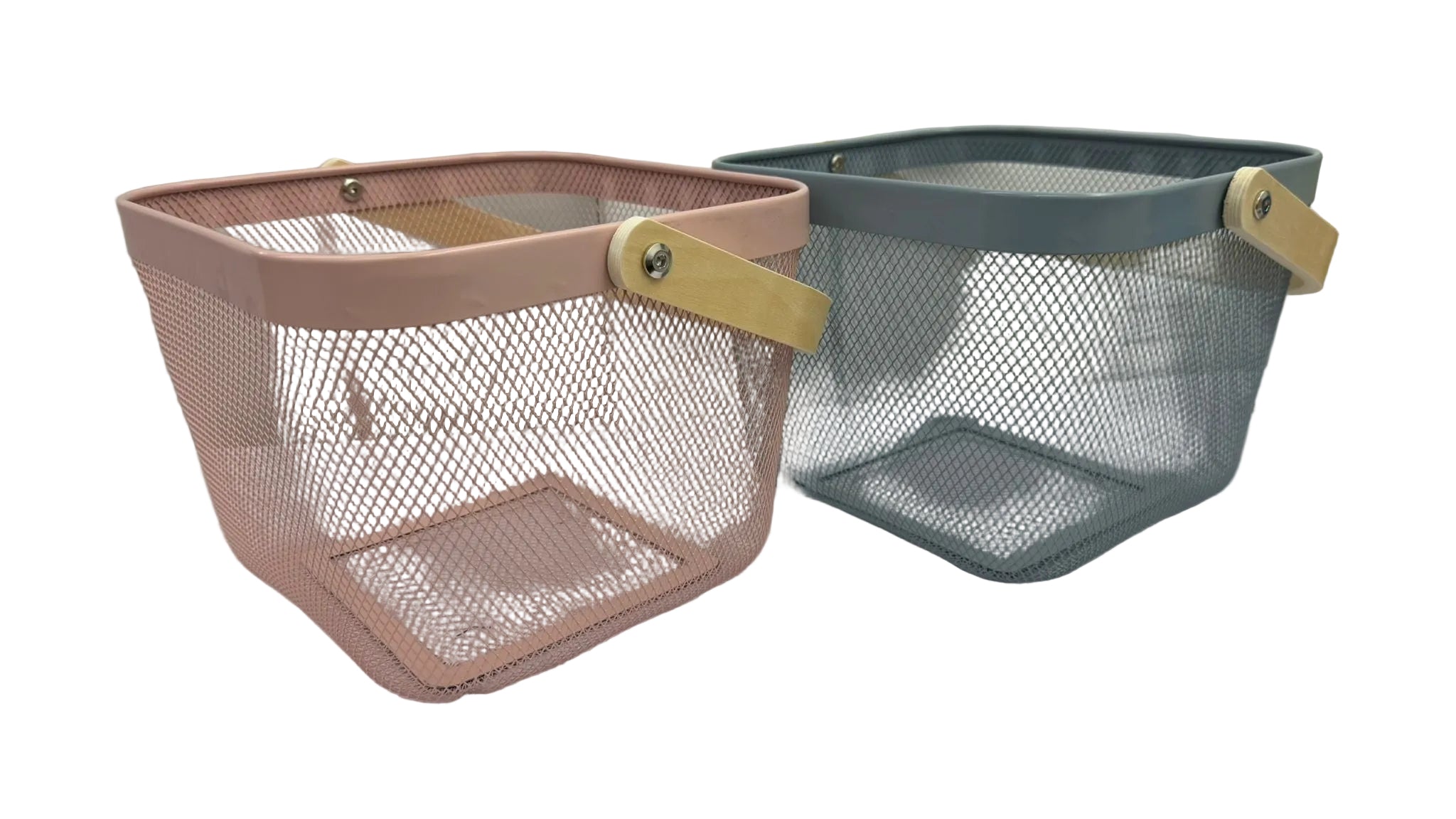 Square Storage Basket with Wood Handle Main image