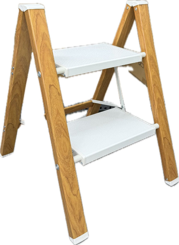 2 Step Ladder in Brown and White Main image