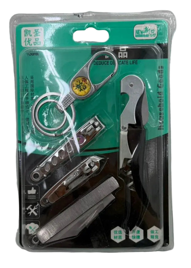 Multi-Use Knife Nail Clipper & Corkscrew Set