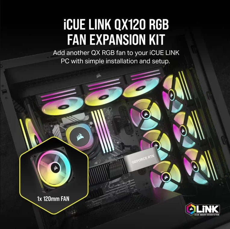 Corsair Icue Link Qx120 Rgb 120mm Pwm PC Fan Expansion Kit