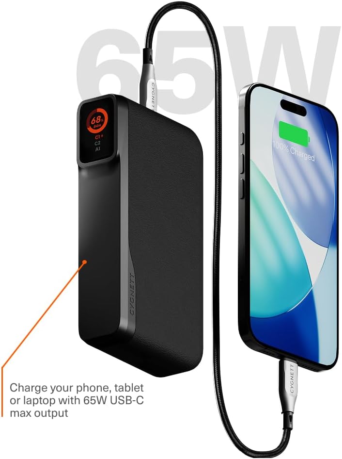 Cygnett ENCORE Power Bank 20,000mAh, 65W Fast Charging