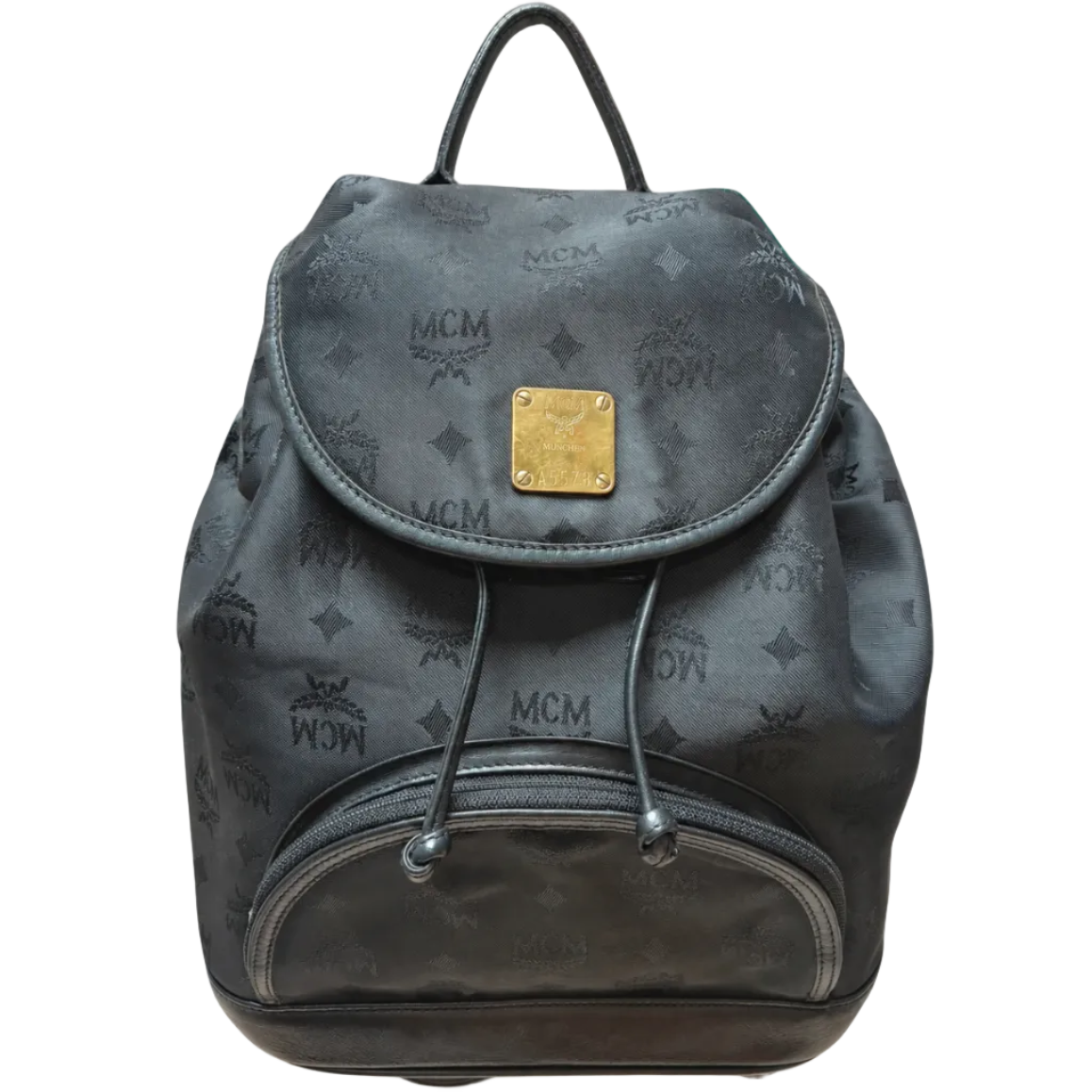 MCM A5578 Black Nylon And Leather Monogram Backpack Main image