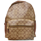 Coach F58314 Large Charlie Backpack Signature Coated Canvas Khaki Saddle Brown