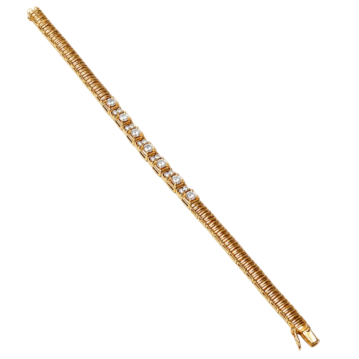 850 Yellow Gold and Diamond Tennis Bracelet 10.8GM