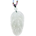 Fei Cui White A Jade Leaf Pendant Necklace