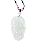 Fei Cui White A Jade Leaf Pendant Necklace