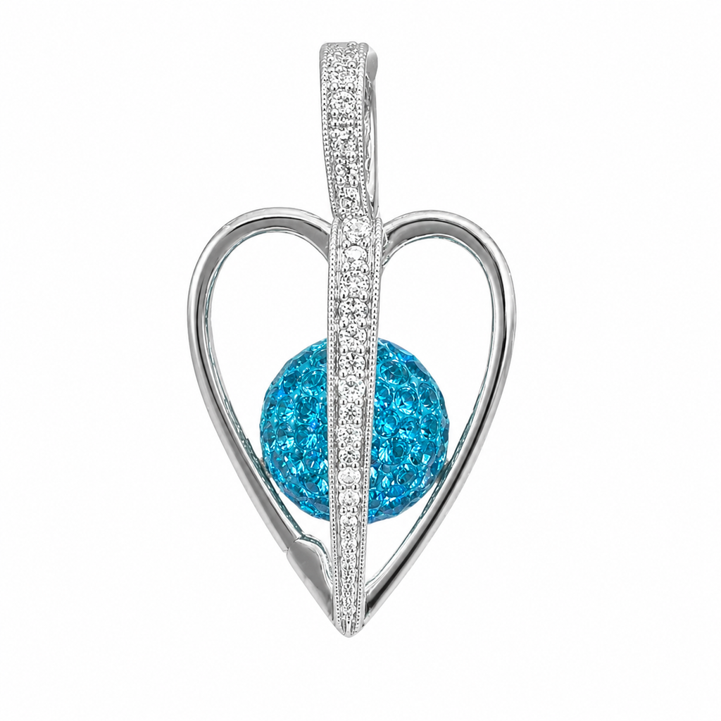 750WG White Gold Openwork Heart Topaz Pendant 3.3GM