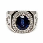 417WG Blue Sapphire And Lab Diamonds Ring 7.4GM