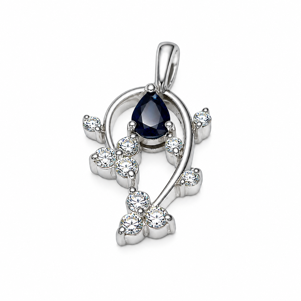 750WG Blue Sapphire And Diamond Pendant 2.6GM