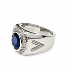 417WG Blue Sapphire And Lab Diamonds Ring 7.4GM