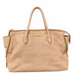 Miu Miu Madras Handbag Beige Goatskin Leather