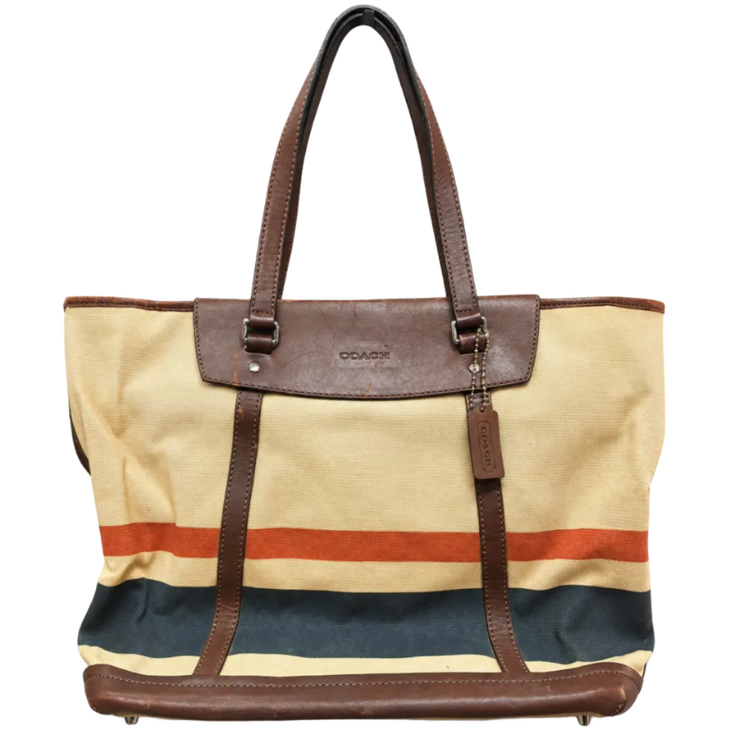 Coach M1176 70649 Bleecker Heritage Striped Canvas City Tote
