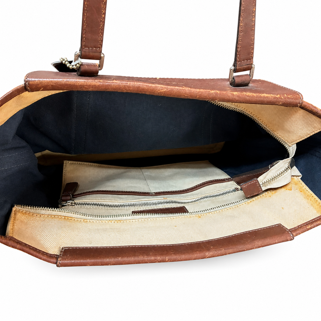 Coach M1176 70649 Bleecker Heritage Striped Canvas City Tote
