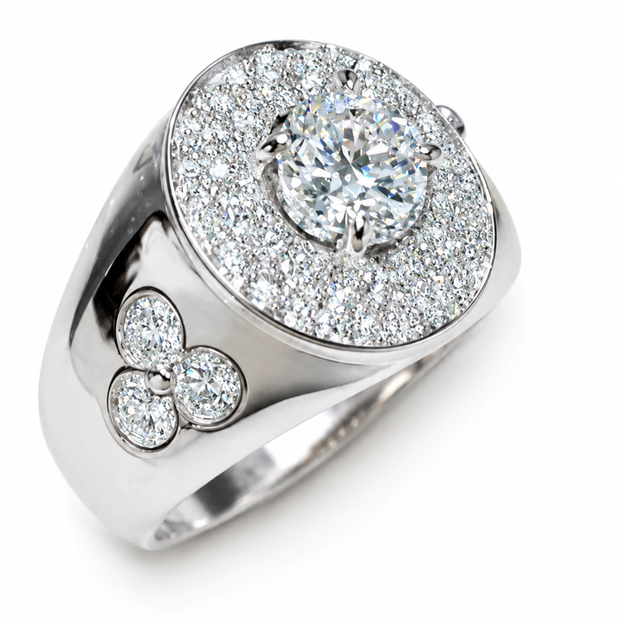 750WG Mens Diamond Ring 0.72CTS 16.4GM