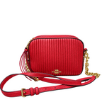 Coach Camera Red Quilted Leather  Bag